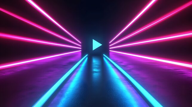 a led neon youtube button for a gaming channel	
