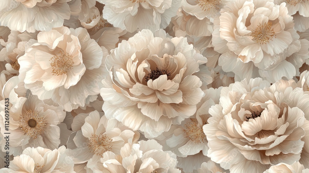 Poster delicate flowers in shades of mocha mousse create a harmonious tapestry, showcasing their intricate 