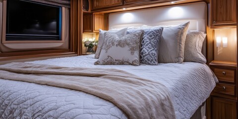 Queen bed designed for RVs, fifth wheels, motorhomes, trailers, and caravans offers comfort and space. Explore how a queen bed enhances your RV and mobile living experience.