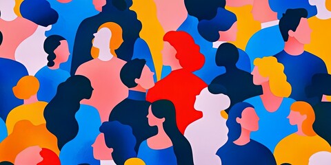Vibrant abstract art of people. Colorful representation of community and diversity. Unity in modern style. Artistic background for social themed designs and graphic projects.