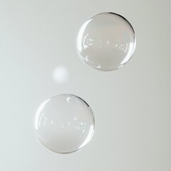 transparent bubbles floating on a light background