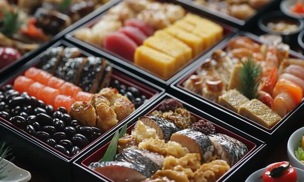 A Close-Up View of an Exquisite Osechi Ryori New Year's Feast
