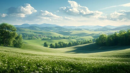 Fototapeta premium Beautiful Countryside Landscape 4K Wallpaper for Desktop Background