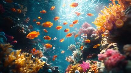 Fototapeta premium Serene Vibrant Underwater Scene Desktop Wallpaper with Peaceful Beauty