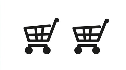 Two Black Shopping Carts on White Background