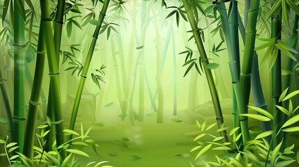 Obraz premium Cartoon bamboo forest background