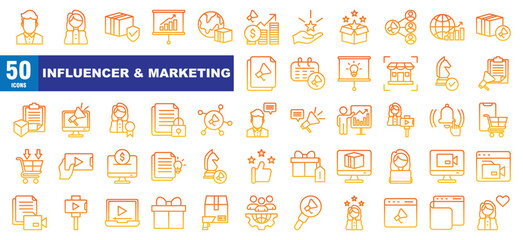 Influencer and Marketing Icon set