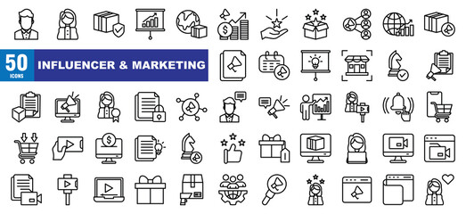 Influencer And Marketing Icon Set