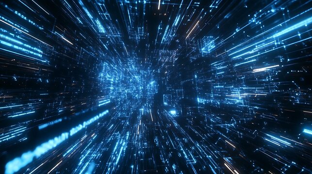 Abstract science theme with interconnected blue lines forming a modern digital network