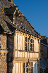 Detail of the architecture of Mont Saint-Michel in Normandy, France
