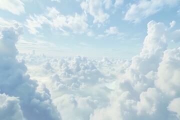 Fototapeta premium A serene sky filled with fluffy clouds under a bright blue atmosphere.