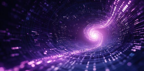 A swirling cosmic vortex in vibrant purple hues, suggesting depth and movement.