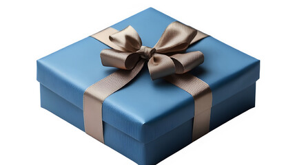 A light blue gift box with a ribbon and bow.

