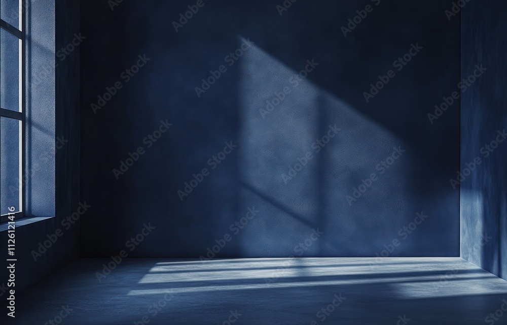 Poster A dimly lit room with shadows cast by a window, creating a moody atmosphere.