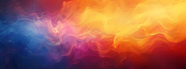 Obraz premium A vibrant abstract swirl of colors merging from cool blues to warm oranges and reds, creating a dynamic and energetic visual flow.
