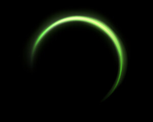 Obraz premium Green magic ring with glowing. Neon realistic energy flare halo ring. Abstract light effect on a black background. Vector illustration.