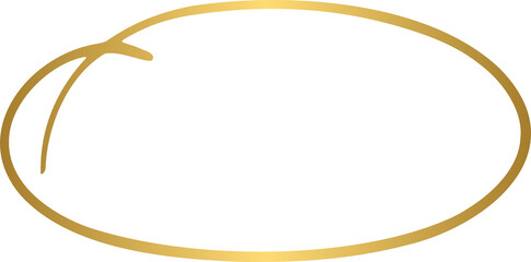 Golden hand drawn line circle, oval frame