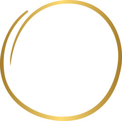 Golden hand drawn line circle, oval frame