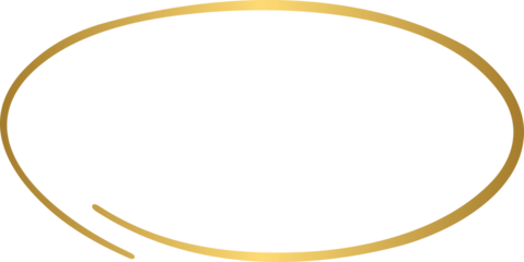 Golden hand drawn line circle, oval frame