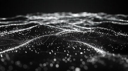 Network line streams visualizing blockchain data and flowing digital communication fields