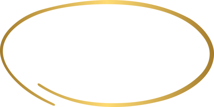 Golden hand drawn line circle, oval frame