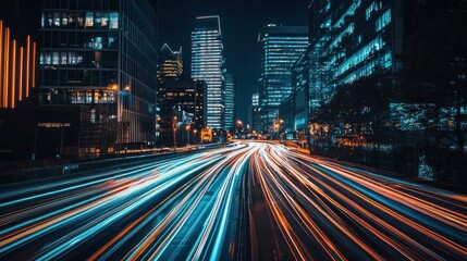 Obraz premium Night City Lights: Urban Speed and Vibrance