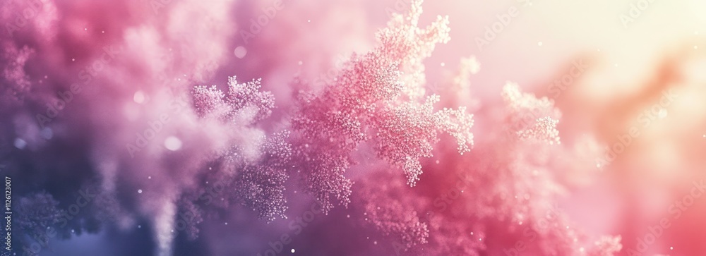 Poster abstract representation of soft, colorful textures resembling frost or foliage.