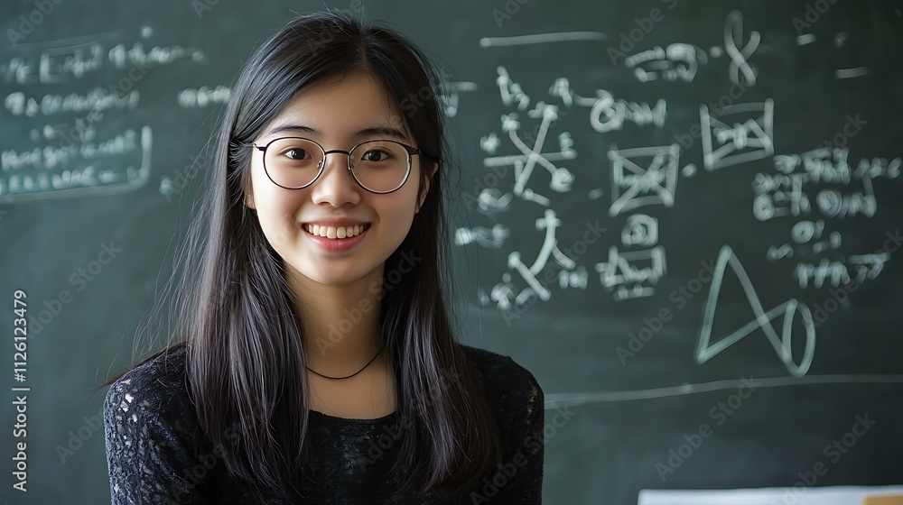 Sticker physics formulas, circuit diagrams, and chemical structures inscribed on a clean blackboard