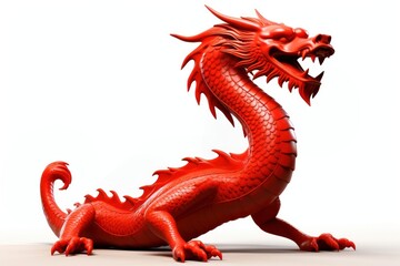 Naklejka premium Chinese dragon dinosaur animal red.