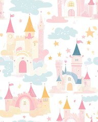 Whimsical Castle Pattern for Fairy Tale Decor