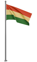 ボリビア多民族国のはためく国旗の3Dイラスト(正面)