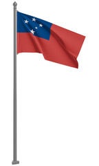 サモア独立国のはためく国旗の3Dイラスト(正面)