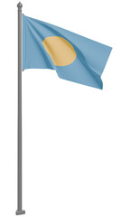 パラオ共和国のはためく国旗の3Dイラスト(正面)