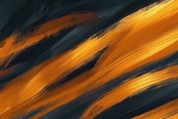 Abstract Gold And Black Brushstroke Painting