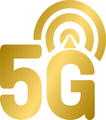 Golden Internet 5G signal icon