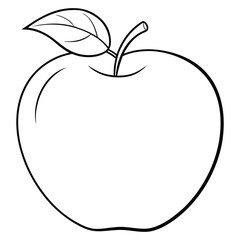 An apple with a leaf on it and a leaf on the top.