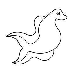 A drawing of a seagull with a white background
