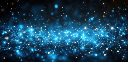 Fototapeta premium Abstract digital background with glowing connections and nodes in dark background