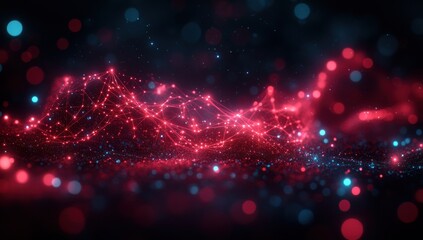 Obraz premium Abstract digital background with glowing connections and nodes in dark background