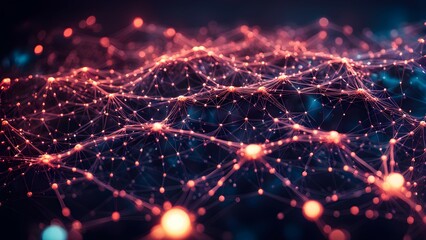 Obraz premium Abstract visualization of interconnected nodes and lines, representing data networks or systems.