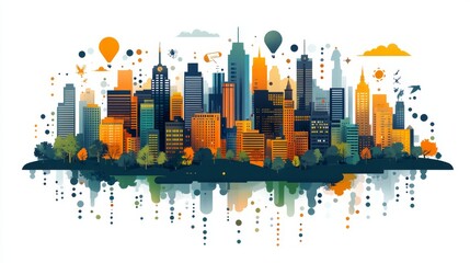 Urban Flat Design Concept with Environmental Social Governance Themes