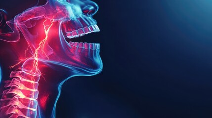 X-Ray of a Human Jaw and Neck with Pain