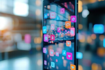 A smartphone shows various social media icons and notifications, illustrating the constant flow of information in today's connected world. Generative AI