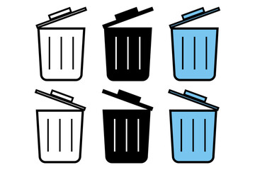 delete icon set. trash bin icon set. trash can icon. delete button set. dustbin and garbage box icon. delete icon for app, ui and website. recycle bin. vector illustration on white background