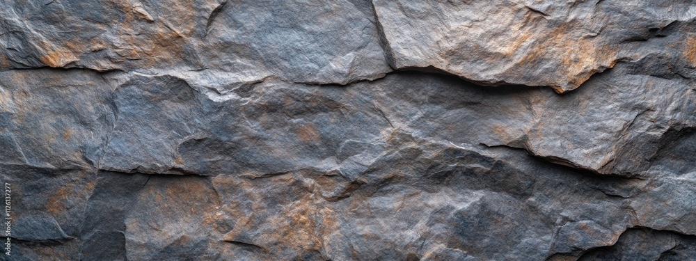 Poster Close-up view of textured slate rock surface with natural patterns and earthy tones.