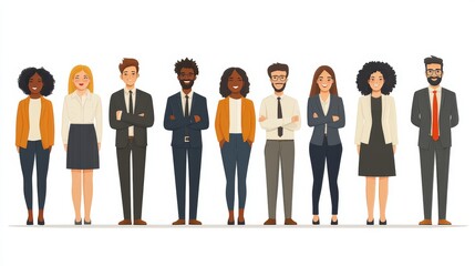 Fototapeta premium Diverse Office Staff Group in Flat Design Style Vector Illustration