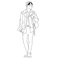 Male model in clothes and jacket.