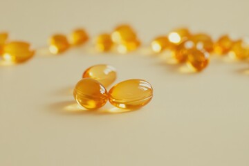 Nutritional supplements display health awareness lifestyle minimalist setting close-up view vitamins and wellness focus