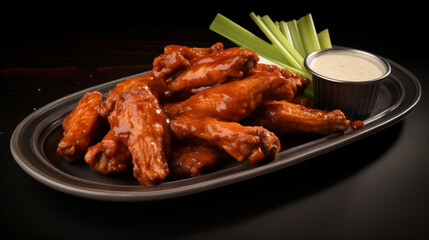 Chicken wings coated in a honey BBQ glaze.