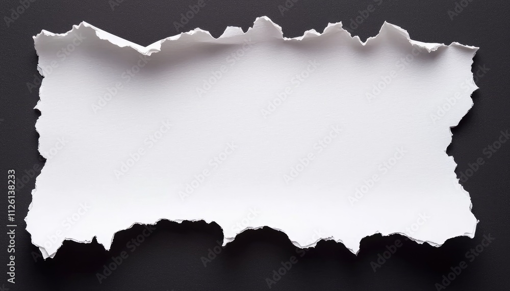 Poster torn edge of white paper background minimalist design studio setting flat lay perspective creative c